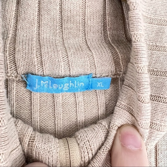 J. Mclaughlin Womens Full Zip Ribbed Tan Cardigan Size XL Closet Staple Casual - Picture 4 of 11